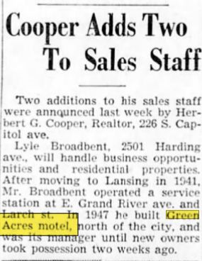 Green Acres Motel - Oct 1951 Changes Hands